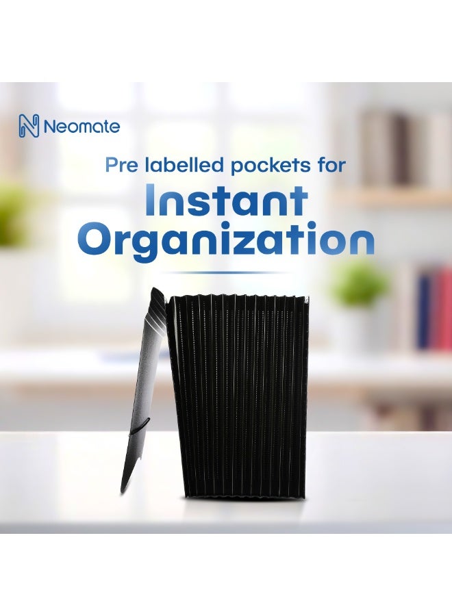 Neomate Expanding File Folder | 13 Pockets, Letter Size Accordion Organizer | Durable Document Storage for Home, School, and Office Use (Black) - Image 3